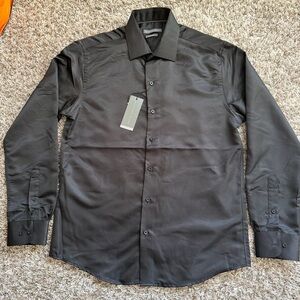 Geoffrey Beene Classic Black Dress Shirt Slim Fit Size M